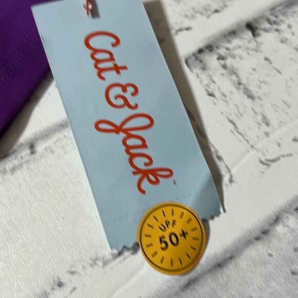 CAT & JACK Swimwear Little Girls Kids 9M Purple Rash Guard Sun Shining 2-Pc. Set - Picture 11 of 16